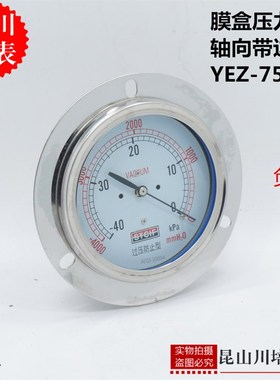 轴向带边真空膜盒压力表负压YEZ-75ZT上海天川STCIF微负压表KPA