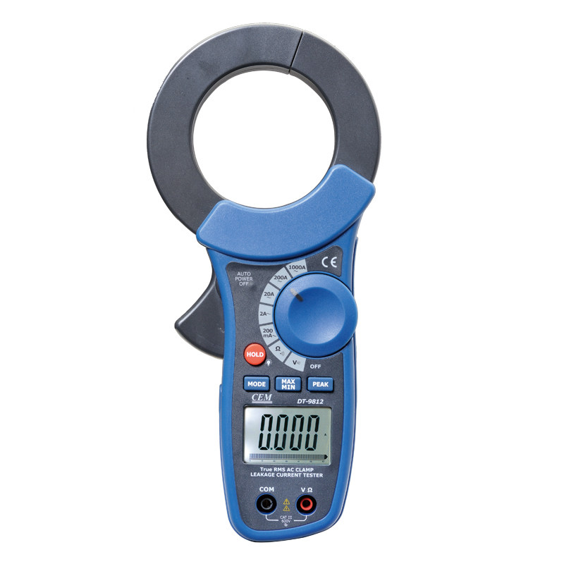 CEM华盛昌 DT-9812大型钳口钳形表 1000A交流泄漏电流钳形表