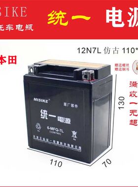适用五羊本田150 幻影150 机车电瓶12v7免维护电池