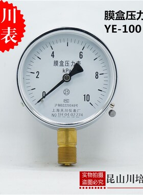 膜盒压力表YE-100上海天川0-1.6,2.5,4.6,10,16,25,40,60,100KPA