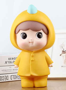 可爱治愈创意情侣儿童卡通男w女孩大存钱罐搪胶家居摆件节日礼物