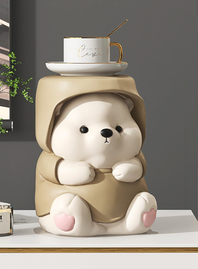 熊入户玄关钥匙收l纳摆件客厅电视柜托盘家居饰品换鞋凳乔迁礼物