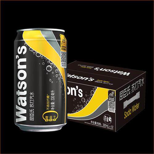 屈臣氏苏打汽水原味清新香草味碳酸气泡水330ml*12罐