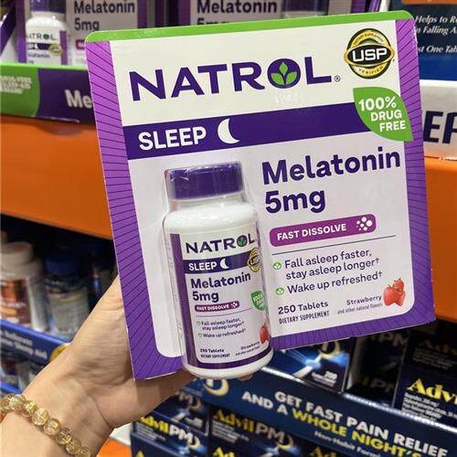 现货美国直购natrol melatonin 褪黑素松果体助眠草莓速溶片5mg