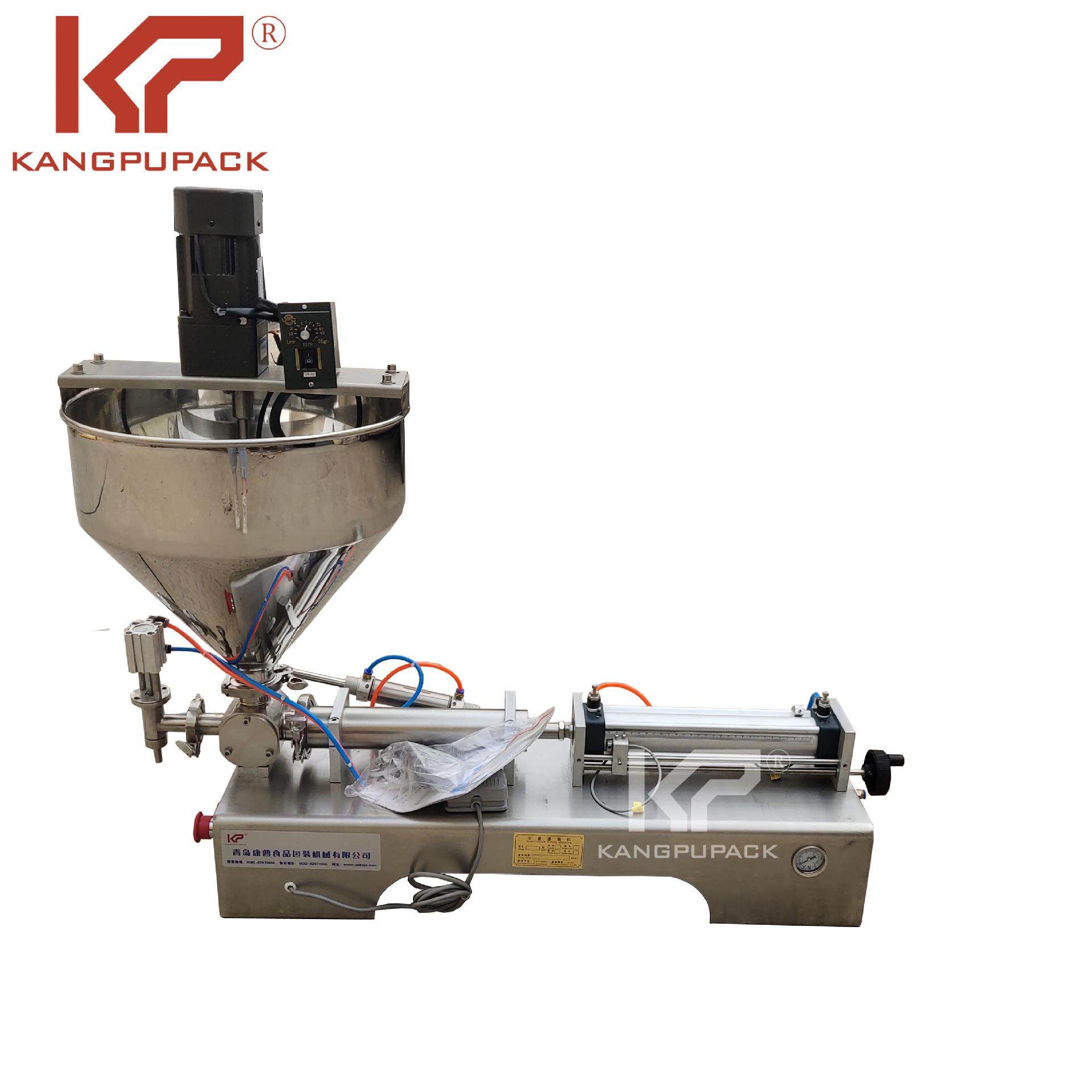 青岛厂家供应500ml单头膏体灌装机带搅拌