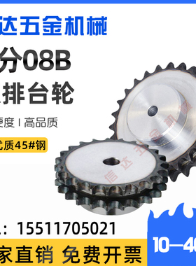 45钢淬火4分08b-2双排台链轮10/12/13/14/15/16/17/18/19/20-40齿