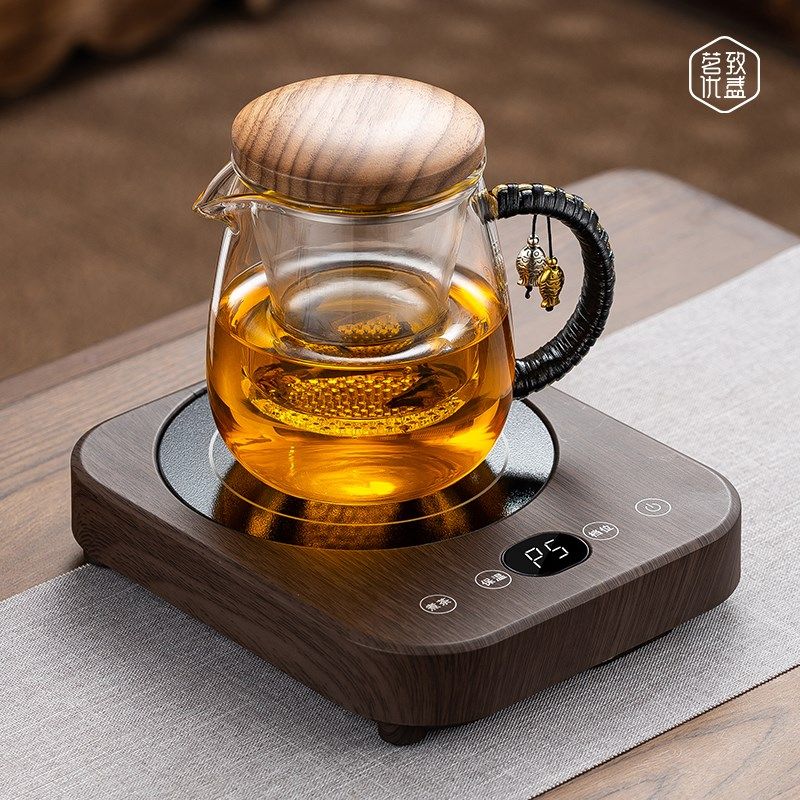 耐热加厚玻璃煮茶壶过滤花茶壶泡C茶杯电陶炉日式小型胡桃木办公