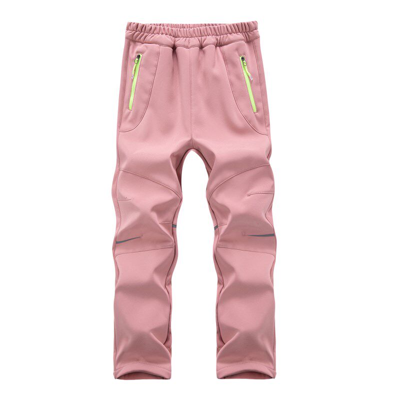 冲锋裤儿童防水男童防风透气徒步登山裤一体绒女童软壳高腰运动裤