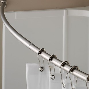 伸缩浴帘杆欧式华贵n不锈钢亮银色外延状弧形转角实用打孔安装牢