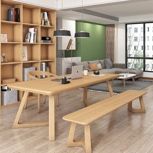 实木会议桌长方形简约现代办公桌电脑工作台洽谈长条小型桌椅组合