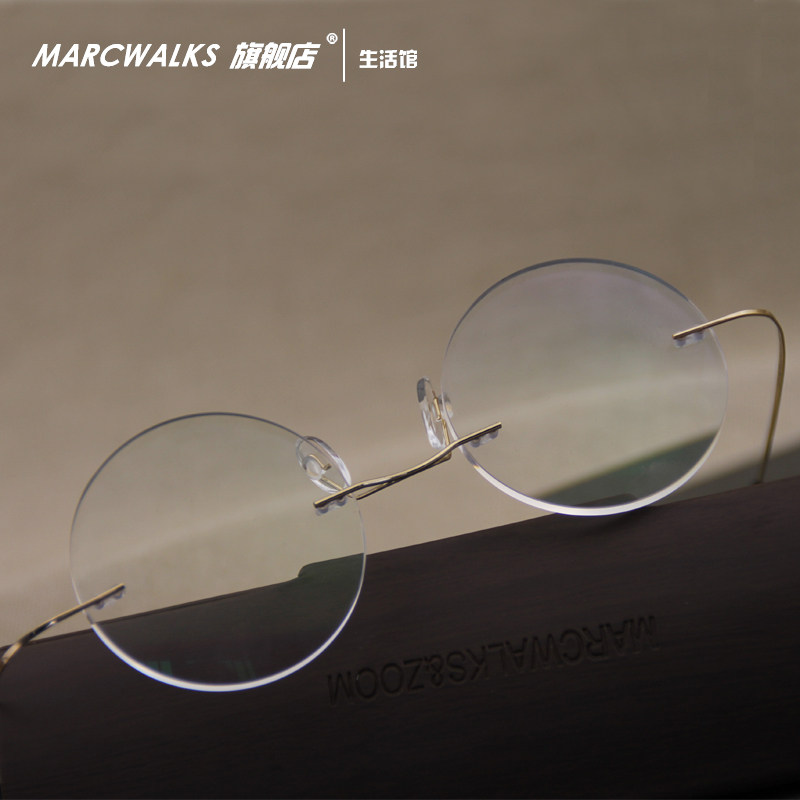 超轻纯钛无框近视眼镜复古眼镜框眼镜架男女配镜乔布斯正圆金丝潮