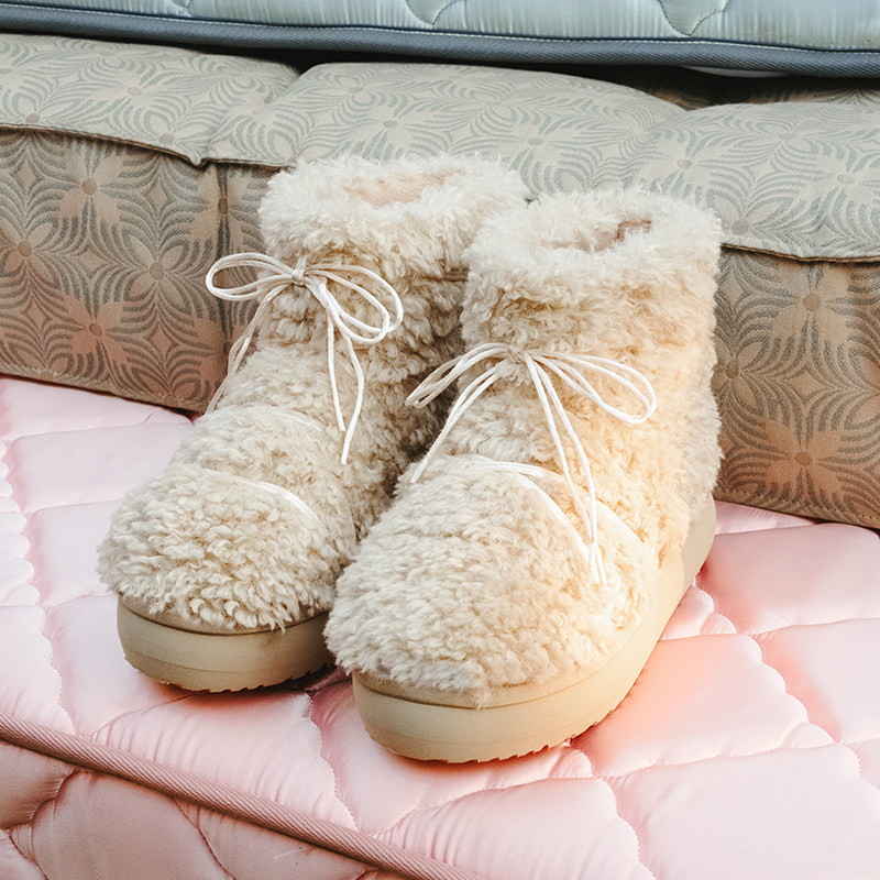 RockfishWeatherwear冬季短款厚底双排缎带蝴蝶结蓬松雪地靴女鞋,女鞋,时尚雪地靴,淘宝优惠券,粉丝福利购,淘宝优惠卷