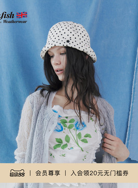 RockfishWeatherwear26夏季新品可掀帽檐女士波点双面两戴渔夫帽