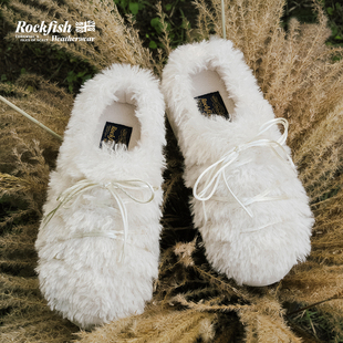 RockfishWeatherwear冬季厚底舒适蓬松卷毛时尚一脚蹬休闲毛毛鞋