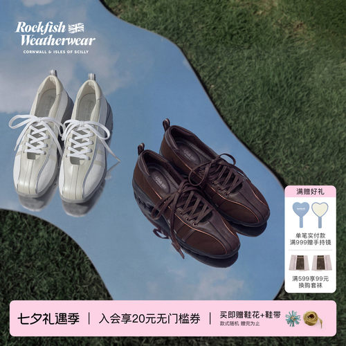 RockfishWeatherwear26夏季新品方头绑带休闲透气高跟芭蕾舞女鞋