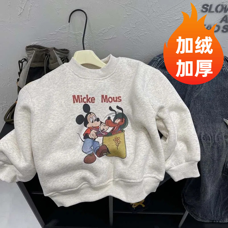 儿童加绒加厚半高领卫衣秋冬男童女童洋气休闲宝宝保暖百搭上衣