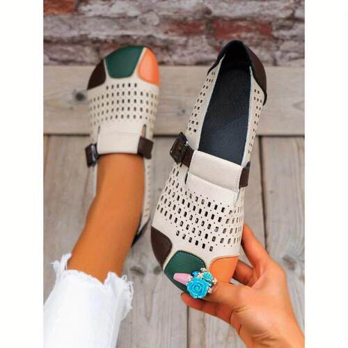 跨境Women's Shoes Beige Orange PU Cover Upper & Cushioned