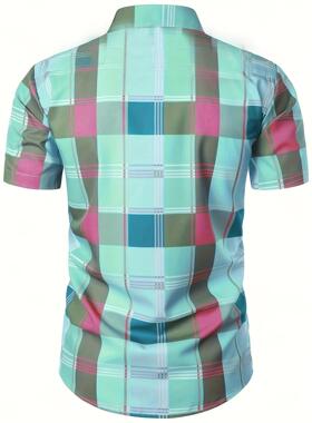 men's Tropical Print Button Up Shirt Casual Lightweight跨境