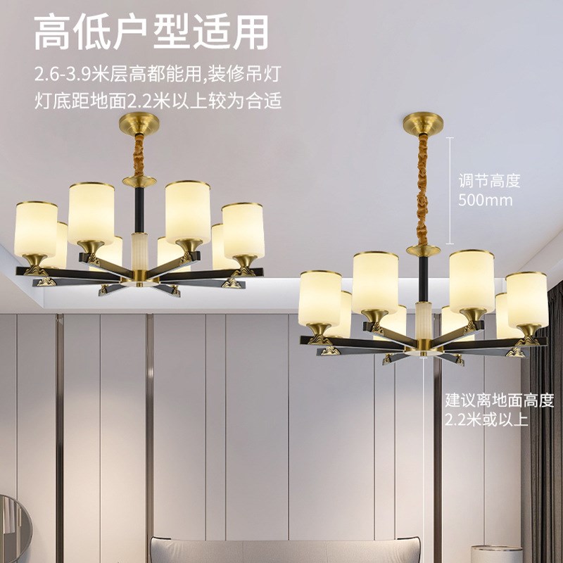 艺术新中式吊灯客厅灯全铜现代中国风别墅卧室餐厅灯复古吊灯