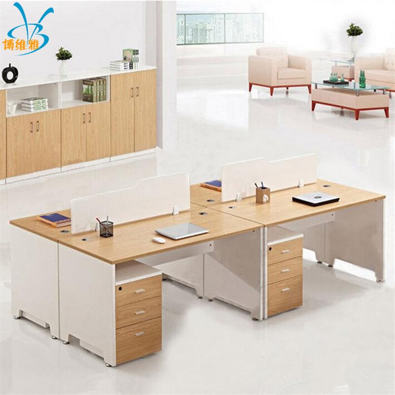 办公桌家具组合公司员工职员桌屏风工位卡位王字型四人位含柜