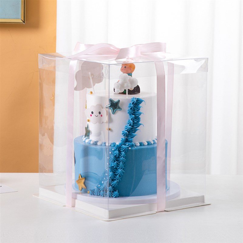 生日透明蛋糕盒子烘焙包装四六八十二寸双三层加高一次性