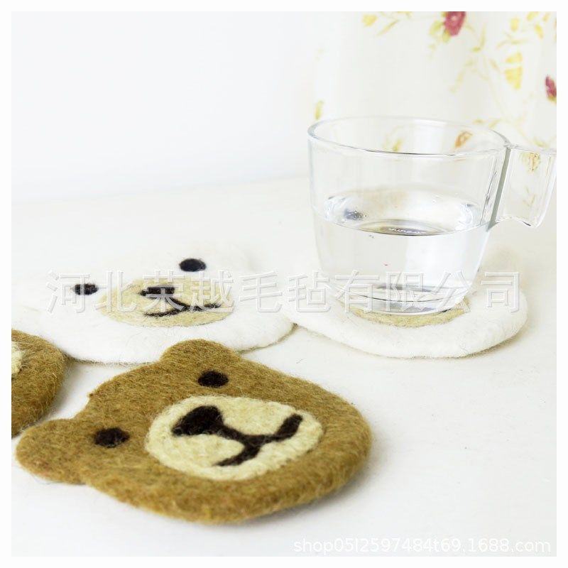 可爱软萌熊仔杯垫 羊毛毡人工动物餐垫戳戳乐,居家布艺,海绵垫/布料/面料/手工diy,淘宝优惠券,粉丝福利购,淘宝优惠卷