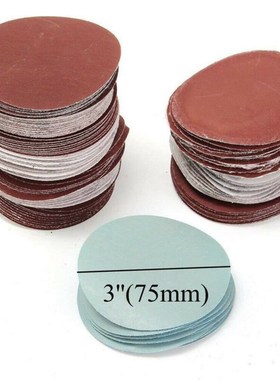 跨境热销100pc3寸75mm砂纸套装混合粒度打磨机打磨抛光纸垫磨料