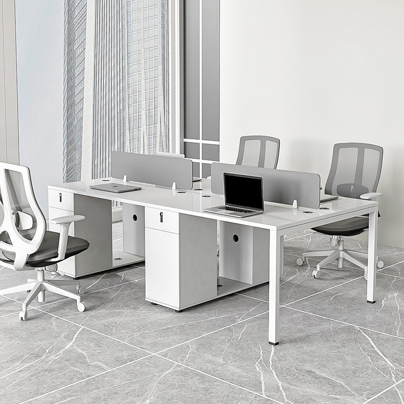 职员桌办公桌椅组合双四人位现代简约办公室员工桌多人坐卡位屏风