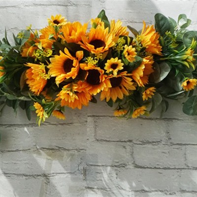 仿真花环门饰门楣镜花椅背花桌花向日葵门饰壁饰墙挂家居装饰