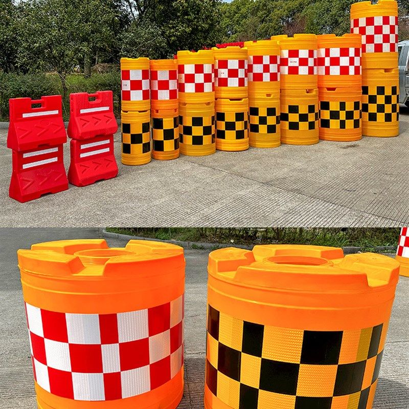 料400700600800反光桶警示桶圆柱形隔离墩塑料滚塑水马防撞桶
