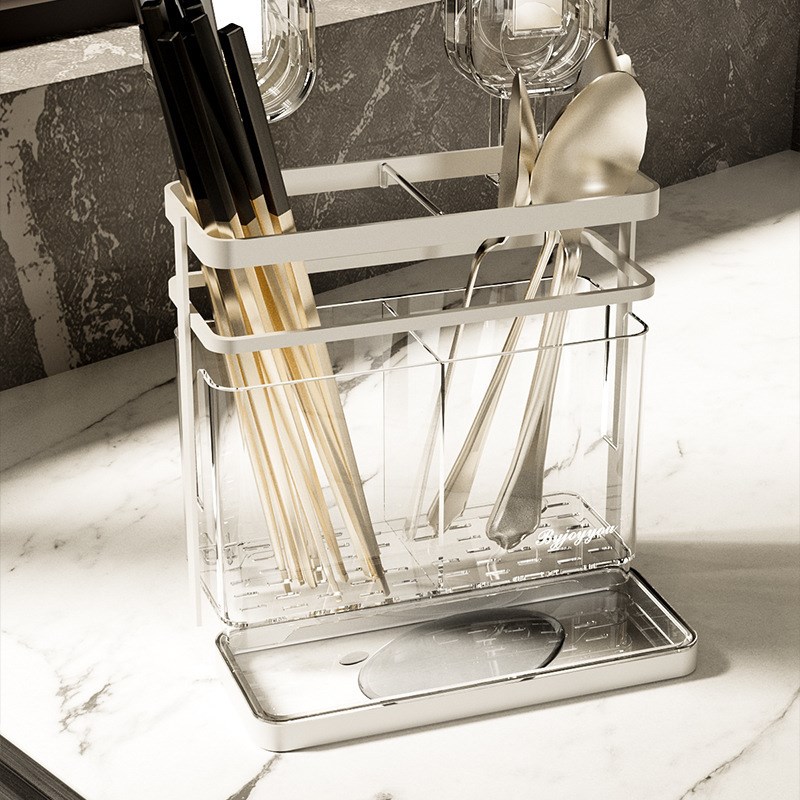 吸盘筷子筒壁挂式沥水厨房置物架家用免打孔挂墙放勺子筷子收珏沁