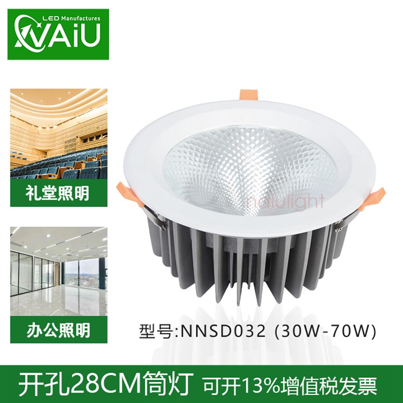 面径300mm 开孔280mm筒灯  40w50w70w 大尺寸圆形嵌入式大灯