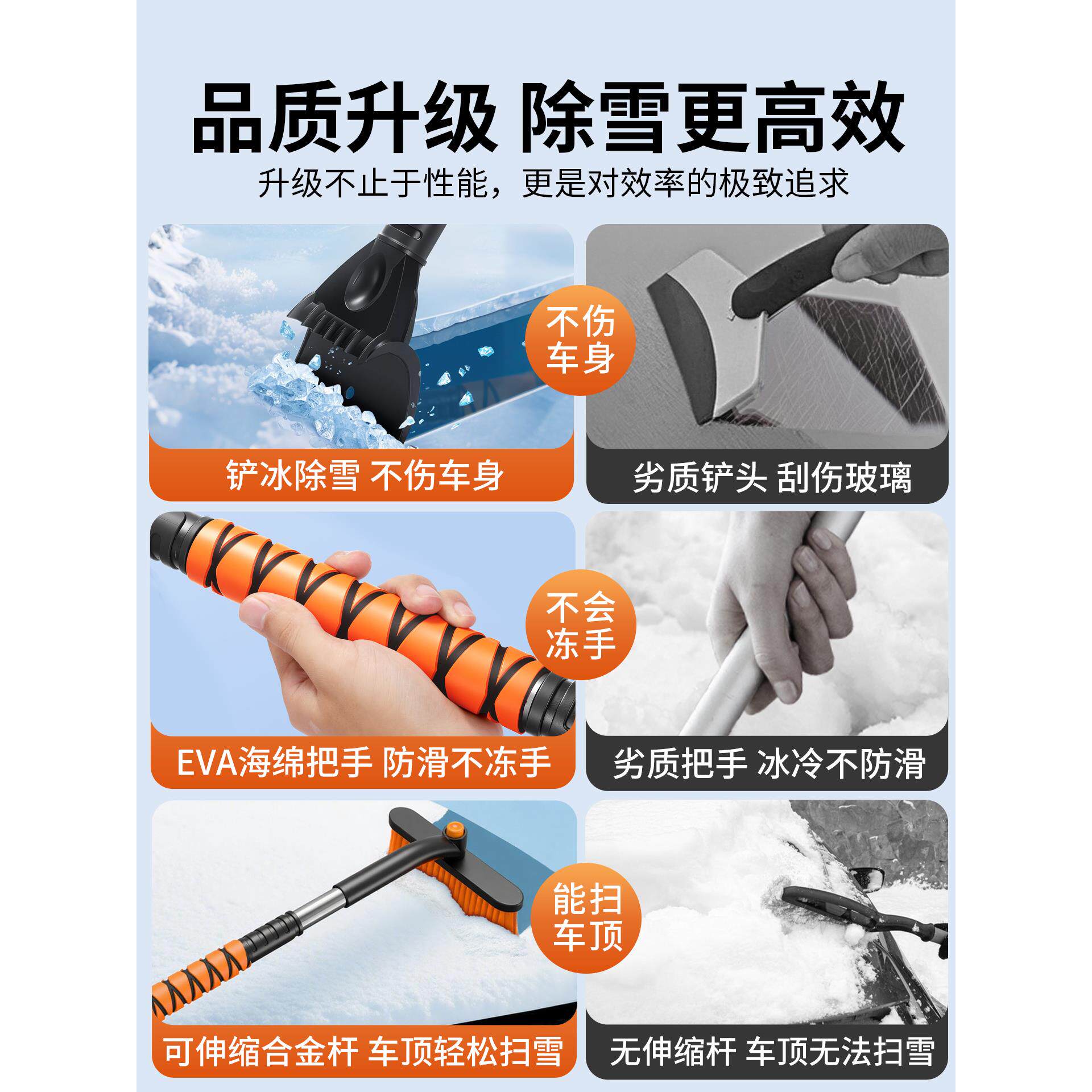 适用汽车用除雪铲车窗玻璃除霜除冰铲刮雪板冬季清雪工具扫雪
