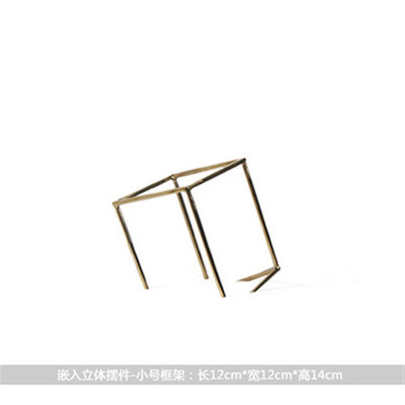 现代轻奢大理石金属几何框架托盘摆件售楼部创意样板间装饰品摆设