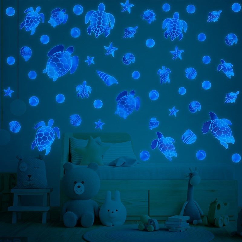 粉色乌龟海星夜光贴纸 AFG3534跨境彩色海龟儿童房贴纸夜光,家居饰品,软装墙贴,淘宝优惠券,粉丝福利购,淘宝优惠卷