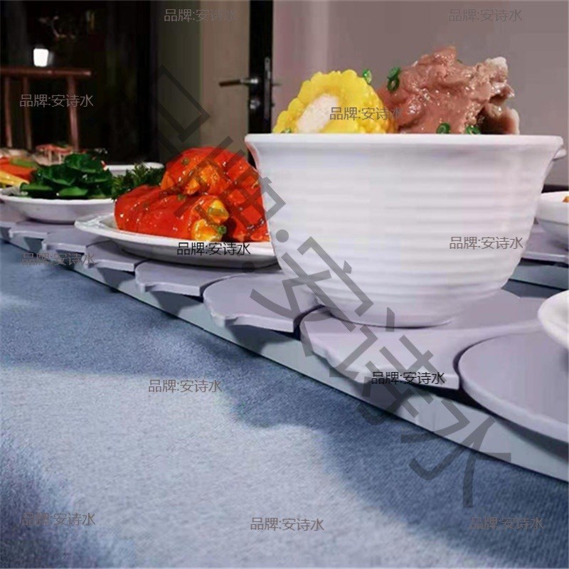 家用长桌转盘长方形餐桌手动旋转餐盘尺寸可调聚会过年长条桌转盘