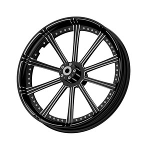 23x3.50英寸双盘 前摩托车轮毂 单盘锻造铝轮亮黑色轮毂cnc切削