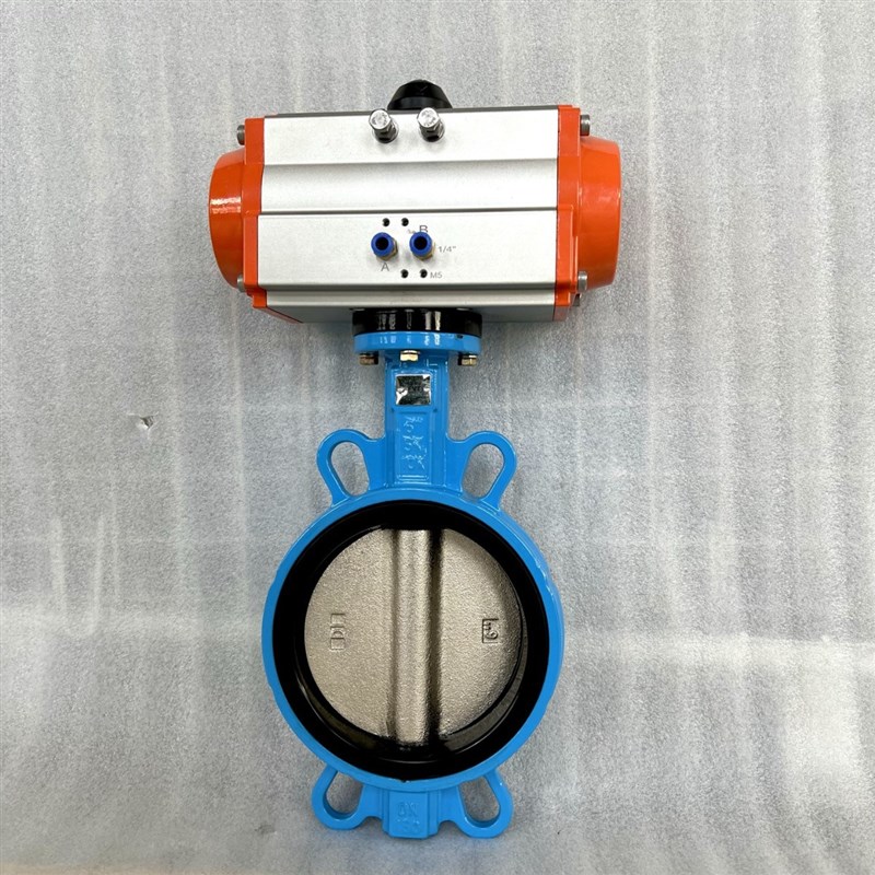 气动四氟对夹软密封蝶阀耐腐蚀球墨铸铁蝶阀AT执行器D671F-16Q