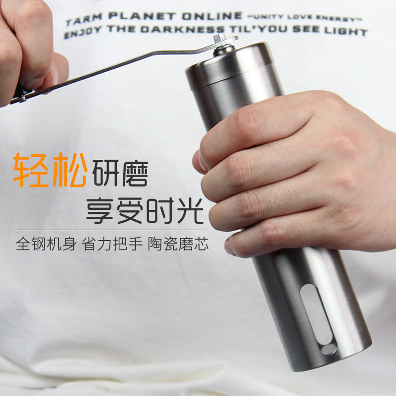 水洗304不g锈钢手动咖啡豆研磨机手摇现磨豆机粉碎器小巧便携迷你