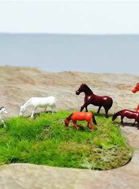 热卖树脂动物小摆件q小马奇石盆景假山沙盘枯微景造景装饰
