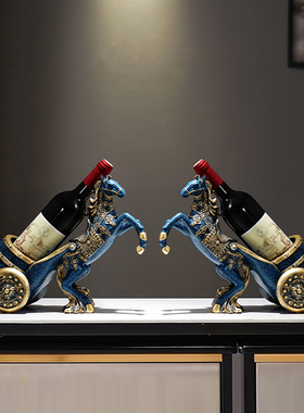 新中式马b到成功摆件创档轻奢客厅红酒葡萄酒架酒柜装饰品