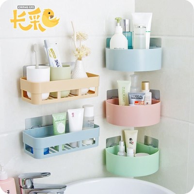 免打孔厨房卫生间置物架浴y室吸壁收纳架墙壁塑料厕所三角架