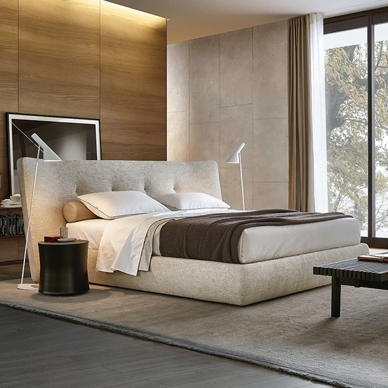 PJO床意c式极简双人大床大平层别墅主卧室北欧布艺床轻奢婚床