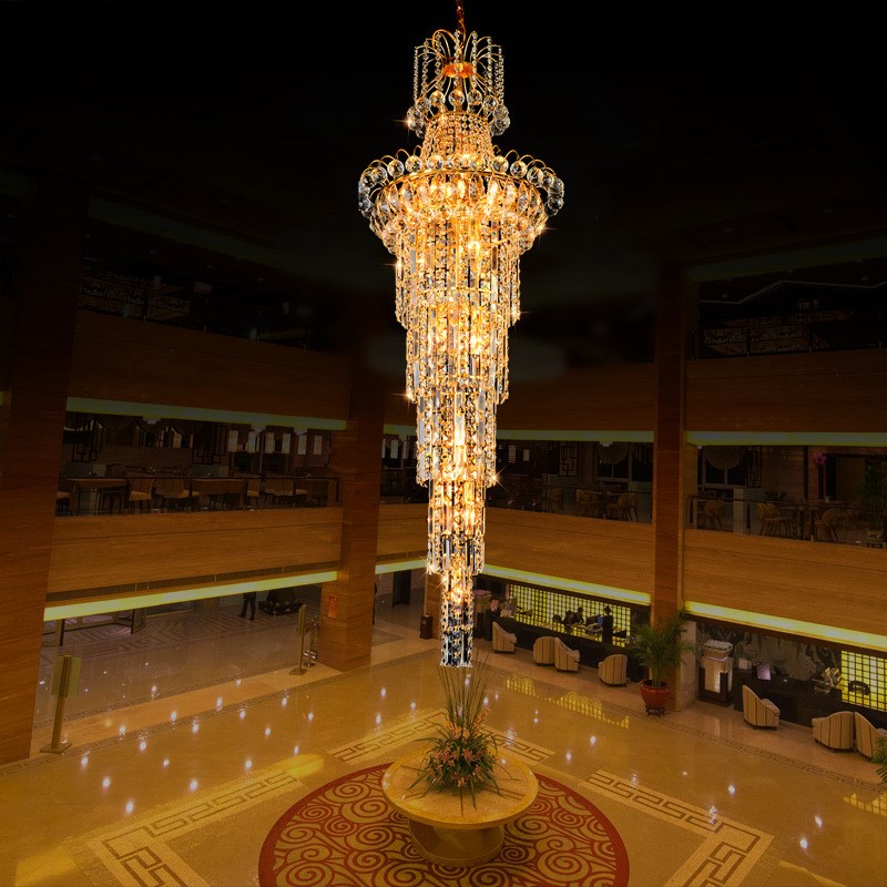 复式楼大吊灯楼中楼客厅水晶大吊灯别墅酒店大厅长吊灯楼梯灯