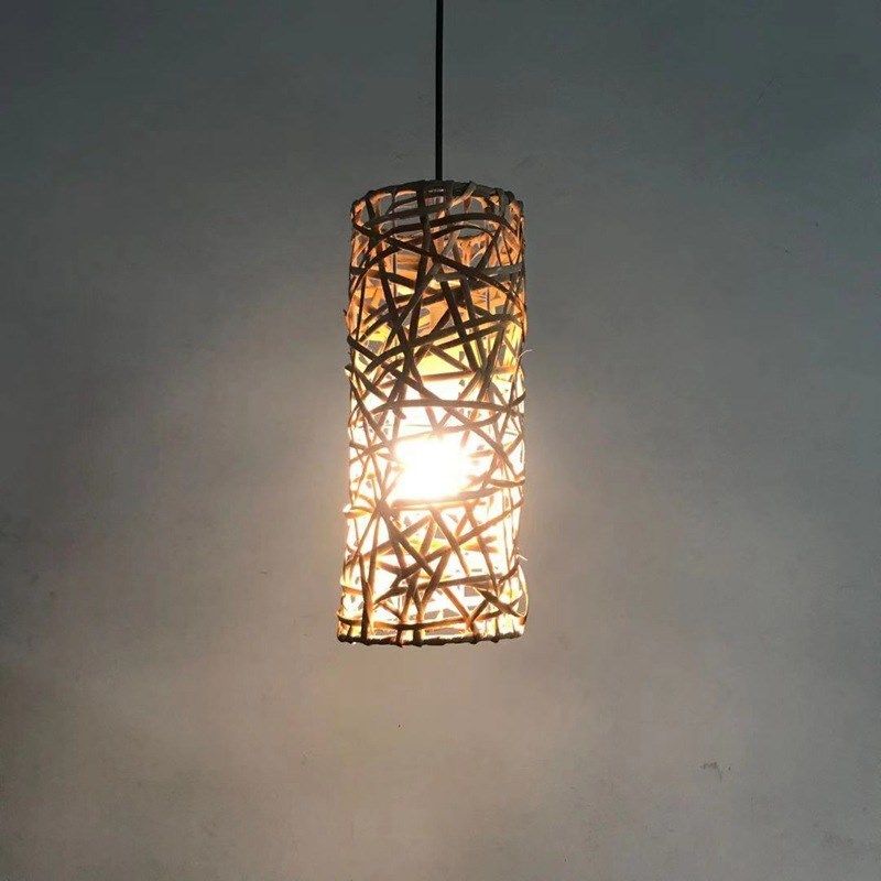 新中式仿古创意竹编灯笼茶室餐厅饭店藤艺竹艺布艺麻绳编织吊灯