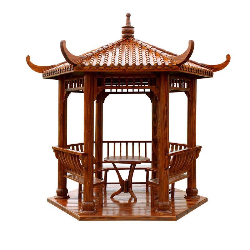 古建六角凉亭实木 仿古户外公园凉亭 六角单层凉亭景观亭子
