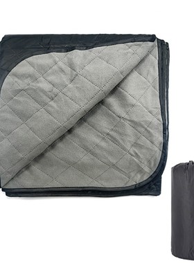 户外用品摇粒绒涤纶露营毯子防水加厚便携式野餐垫防潮可机洗黑色