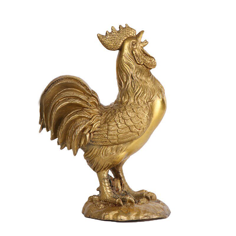 杨铜记 全铜鸡摆件 铜公鸡工艺品 家居装饰品 报晓鸡 圆底鸡