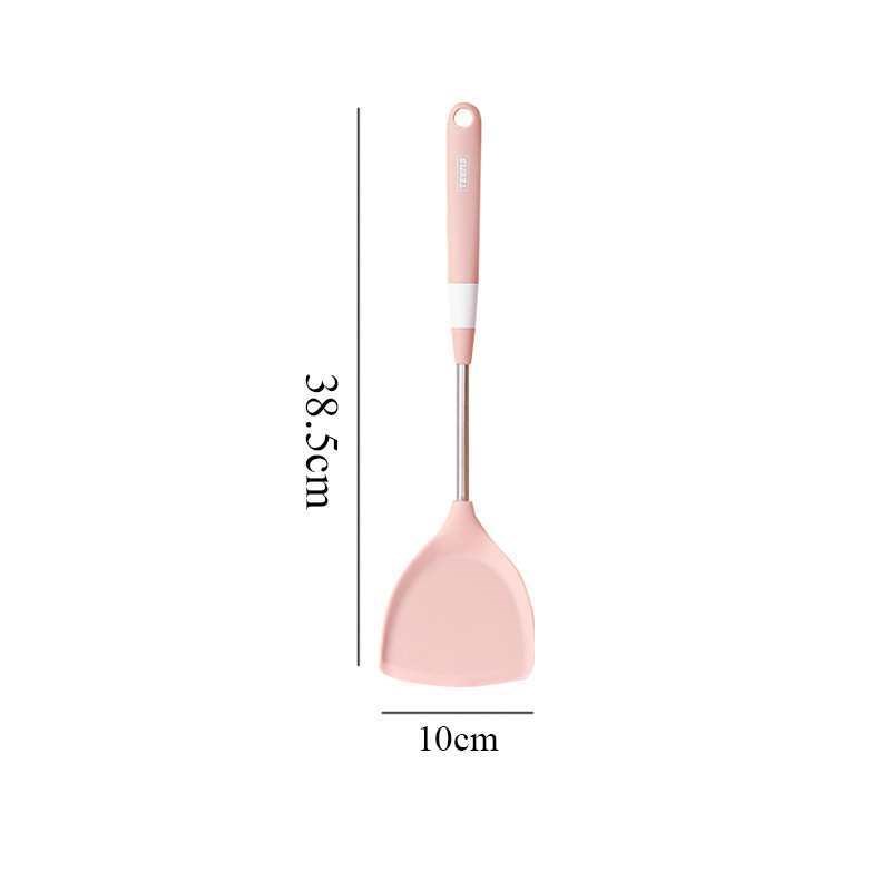 烟粉色系 304不锈钢尼龙全硅胶不粘锅漏铲锅铲漏勺汤勺炒铲厨