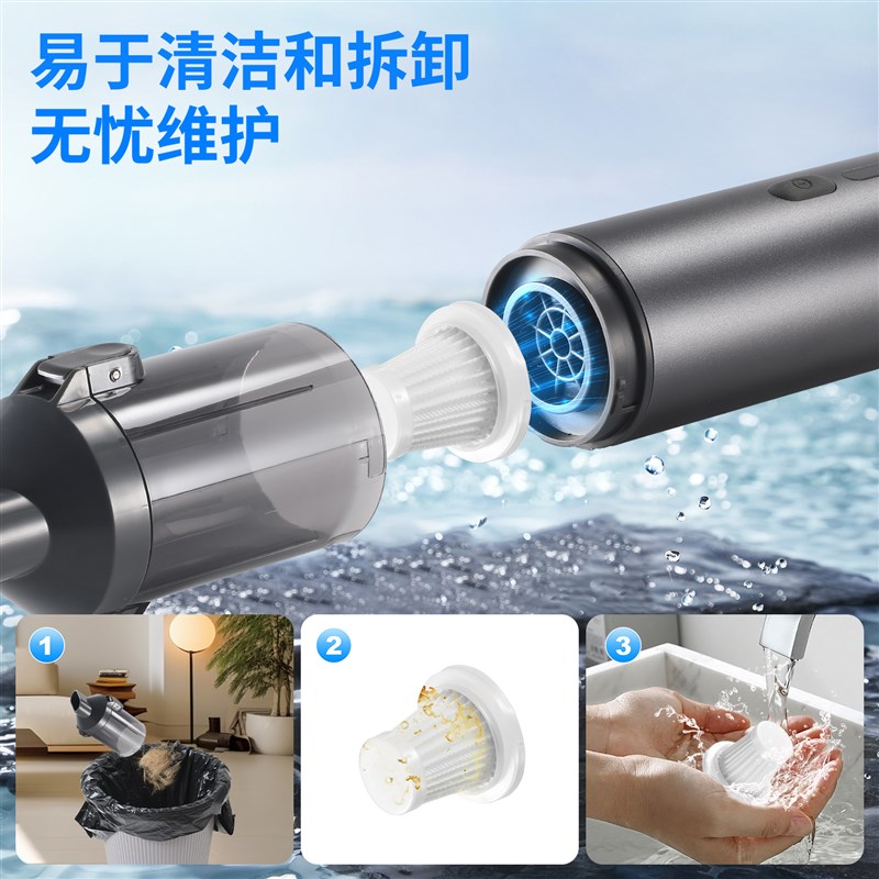 跨境大功率16000pa吸力便携式手持无线车载吸尘器汽车家用二合一